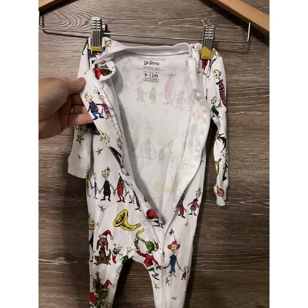 Pottery Barn Kids 9-12 M Dr.Seuss’s Grinch Nursery One Piece Pajama #6625